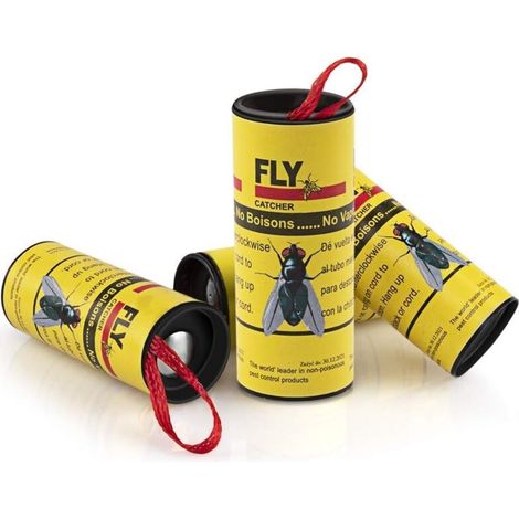 4x Premium Eco-Natural Fly Trap Trappole adesive - Trappole per mosche su un rotolo contro insetti come mosche, zanzare e tarme