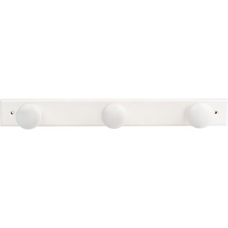 PORTEMANTEAU BOIS ÉCO MOTTEZ - 3 TÊTES - BOIS LAQUÉ BLANC - LONGUEUR 35 CM