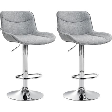 Lot de 2 tabourets de bar Vonore tissu Gris Chrome