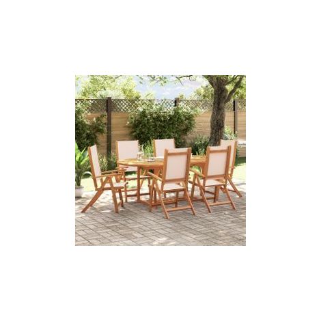 Ensemble à manger de jardin 7pcs bois d'acacia solide textilène (1/5)