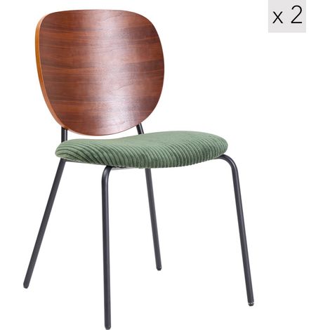 Nordlys - Lot de 2 Chaises de Salle à Manger Industrielles Metal Bois (1/5)