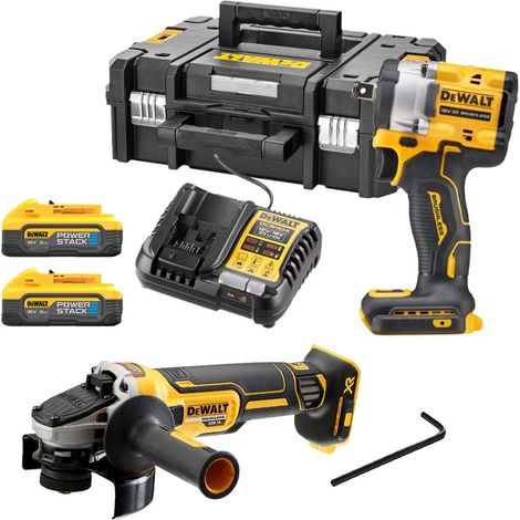 Dewalt 18v XR DCF921H2T Brushless 1/2 Wrench Hog Ring 2x Powerstack + Grinder (1/5)