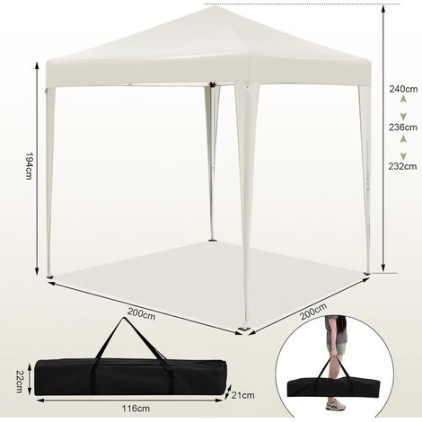 WOLTU GAZEBO PIEGHEVOLE DA GIARDINO CON Pannelli Laterali 2x2m, Beige (1/4)