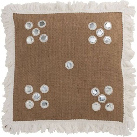 Coussin Déco en Jute "Miroirs" 45x47cm Naturel (1/3)