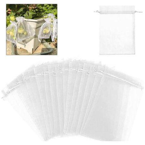 100 pièces sacs de protection pour arbres et plantes, en organza, lavables et réutilisables, 20 x 30 cm (1/5)