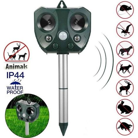 Ultraschall-Sonnenabwehrmittel für Katzen, Hunde und Mäuse - Einstellbare Frequenz zum Schutz von Gärten vor Schädlingen (1/4)