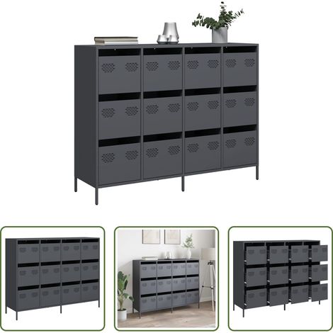 Rangement -  Buffet anthracite 135x39x103,5 cm acier laminé à froid (1/5)