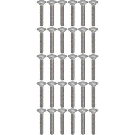 30 vis M8x1,25, acier inoxydable A2, filetage carré grossier, boulons de carrosserie DIN603M8x50 (1/4)