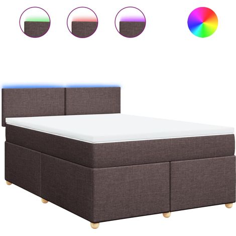 Lit double  Lit adulte  Sommier à lattes de lit avec matelas Marron foncé 160x200 cm (1/5)