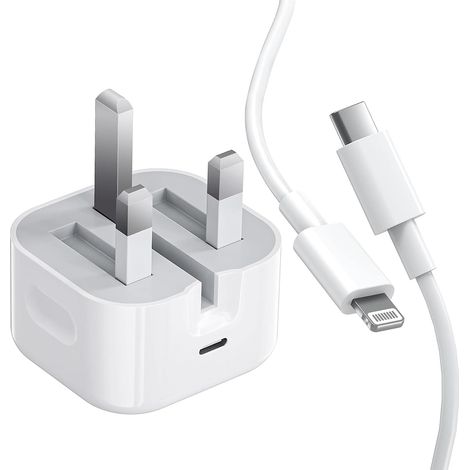 Chargeur rapide 20 W USB-C avec connecteur et câble de charge USB-C vers Lightning de 2 m, compatible avec iPhone 13, 14, 15, 13 Pro, 14 Pro et 15 Pro. (1/4)