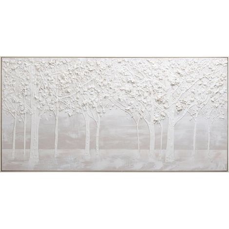 Tableau Déco Abstrait "Forêt" 92x182cm Blanc (1/3)