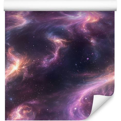 Papel pintado de acuarela Galaxy en tonos ciruela e índigo para salón y dormitorio, 50x1000 mm. (1/5)