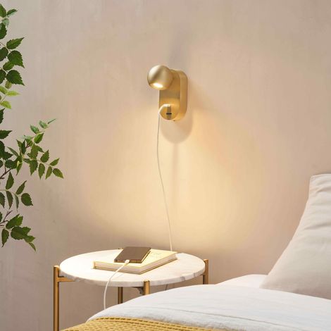 Applique murale LED dorée chic avec chargeur Type-C et interrupteur – Yvan (1/5)