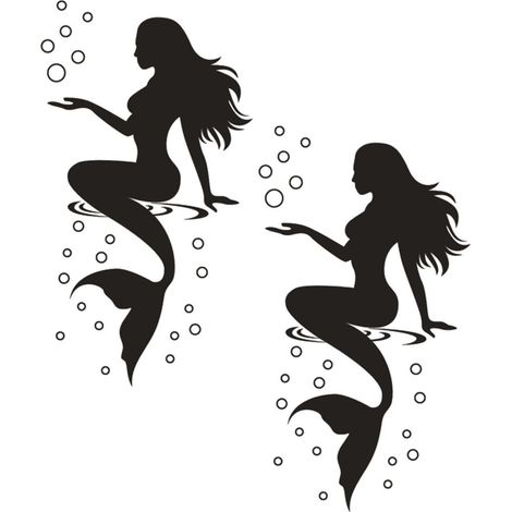 Stickers muraux autocollants Sirène Noire 2 pièces 57 x 30 (1/5)