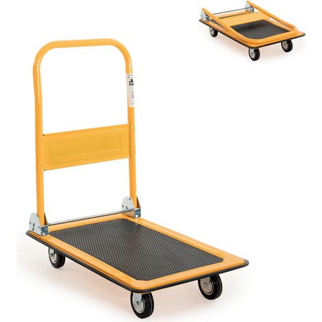 Carrello con Pianale in Acciaio Pieghevole – Portata 150 kg – 4 Ruote in Gomma – Carrello Portapacchi per Magazzino, Ufficio, Logistica e Traslochi - TRHP200