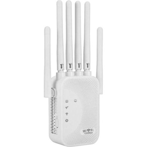 1 répéteur wifi,6 antennes,port ethernet gigabit,débit 1200 mbps,bi-bande 5ghz et 2.4ghz,maison à étages (1/4)