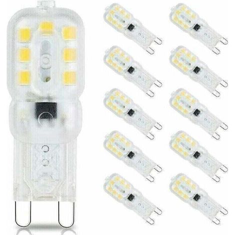 10 G9 3W LED bulbs, equivalent to 33W halogen bulbs, 6000K daylight white, flicker-free, non-dimmable, G9 energy-saving bulbs (1/5)