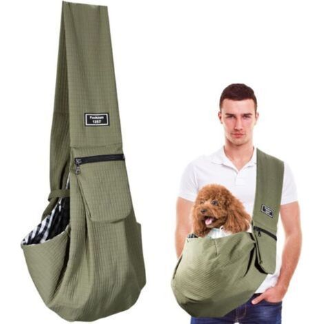 Petit sac de transport pour chien avec boucle de sécurité pour chiens et autres animaux de compagnie jusqu'à 7,5 kg, sac de transport étanche pour chien, pour promenade, activités de plein air (vert (1/5)