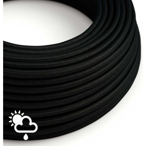 Creative-Cables, Cavo Elettrico per Esterno, In Tessuto UV, 1 m, Nero SM04, Rotondo, Effetto Seta, Made in Italy (1/5)