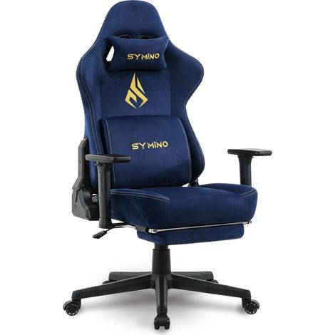 Symino Chaise Gamer XL, Siège Large Mousse+Latex, Support Lombaire & Tête, Inclinaison 175°, 300kg, Roues Silencieuses Incluses Faux Daim (1/5)