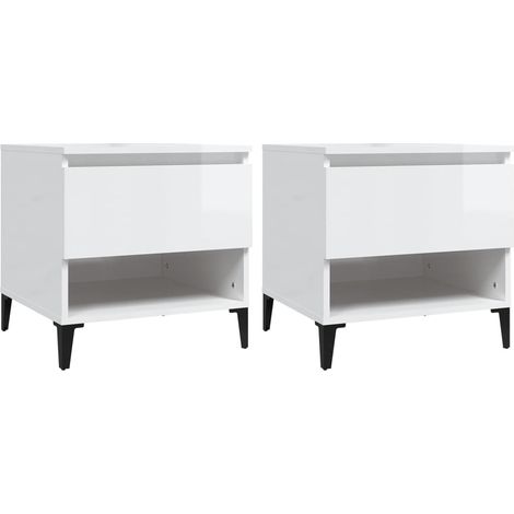 Maison Exclusive - Beistelltische 2 Stk. Hochglanz-Weiß 50x46x50