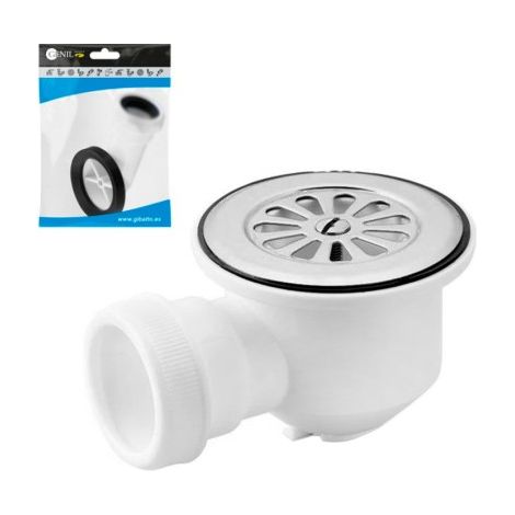 Válvula sifónica plato ducha s/horizontal + reductora + rejilla inox, GENIL. (1/2)