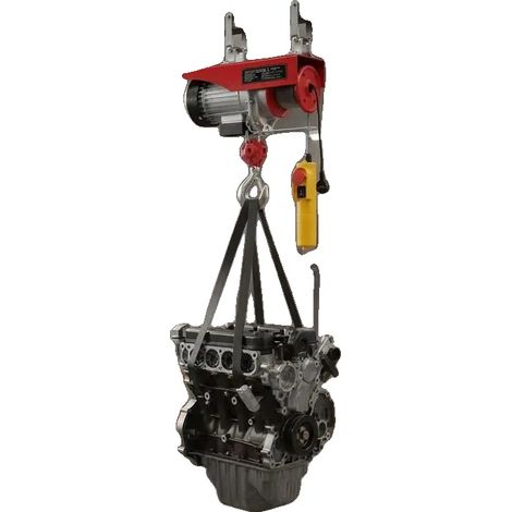 Verricello elettrico, portata 400 kg, telecomando cablato, rosso (1/2)