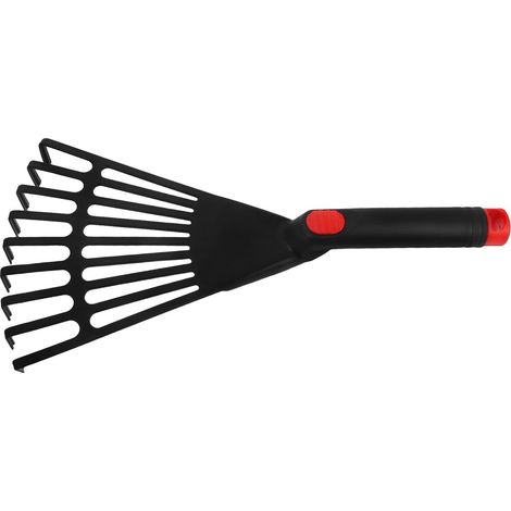 Râteau de Jardin en Plastique Portable Noir, Solide et Robuste, Petit Outil à Main pour Enlever Les Feuilles et Travaux de Jardinage (1/5)