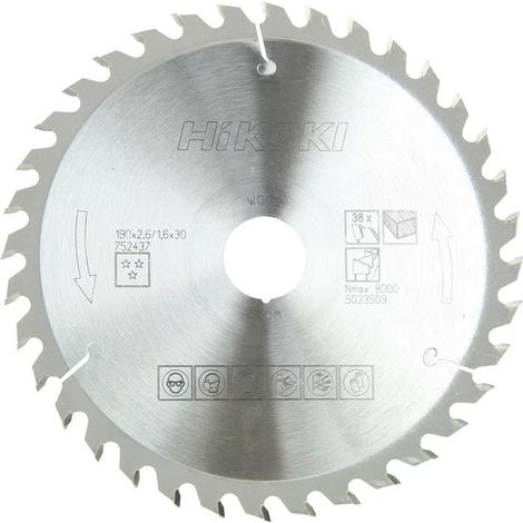 Hikoki 752437 Kreissägeblatt 190 x 20 mm, 36 Zähne, Holz