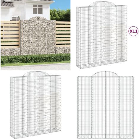 Paniers à gabions arqués 11 pcs 200x50x220/240 cm Fer galvanisé - Panier Gabion - Mur Gabion - Clôture Gabion - Décoration Jardin - Barrieres Jardin - Home & Living (1/5)