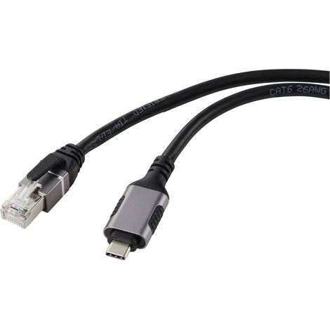 Adaptateur USB-C® vers RJ45 mâle 1.80 m – Câble réseau Gigabit cuivre – Connexion stable pour appareils USB-C® – Plug and Play – Renkforce - V546603 (1/5)