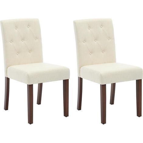 Lot de 2 Chaises de Salle à Manger Capitonnées - Style Parsons - Dossier Haut et Pieds en Bois Massif (1/5)