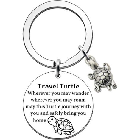 1 Porte-clés tortue, acier inoxydable, 6 cm, pendentif porte-bonheur, accessoire sac et clés, cadeau voyage (1/5)