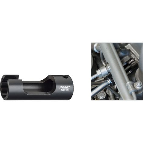 Hazet Einspritzleitungsschlüssel 1/2 (12,5 mm) Vierkant hohl, Außen Doppelsechskant Profil, SW 21 mm