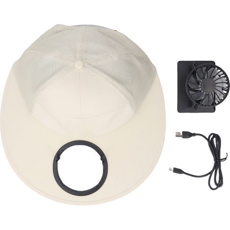 Chapeau de soleil avec ventilateur solaire, Rechargeable par USB, alimenté à 3 vitesses, silencieux, à large bord réglable, pour les activités de plein air (1/5)
