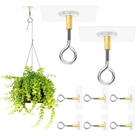 8 Pièces Crochet Plafond Sans Percer, Crochets de Plafond Autocollants Sans Perçage, Crochet Adhésif Plafond, Transparent pour Plantes Suspendues, Accroche Plante (1/5)