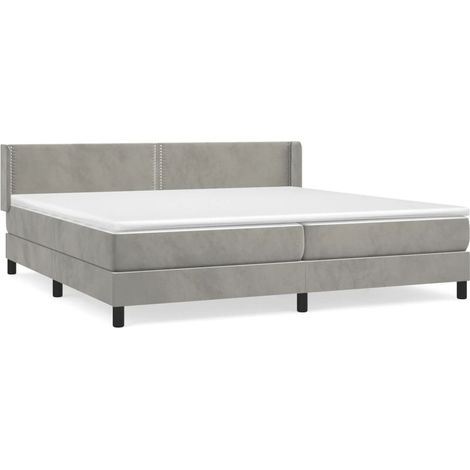 Maison Exclusive - Giroletto a Molle con Materasso Grigio Chiaro 200x200cm Velluto (1/5)
