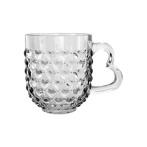 Mug en verre Altom Design à motif cœur en relief avec anse, 310 ml