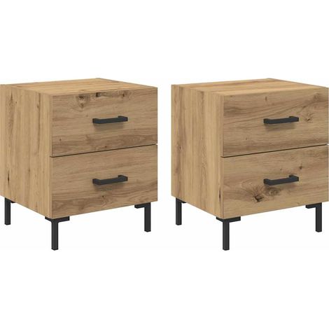 Maison Exclusive - Armadio da Notte 2 pz Rovere artigianale 40 x 35 x 47,5 cm (1/5)