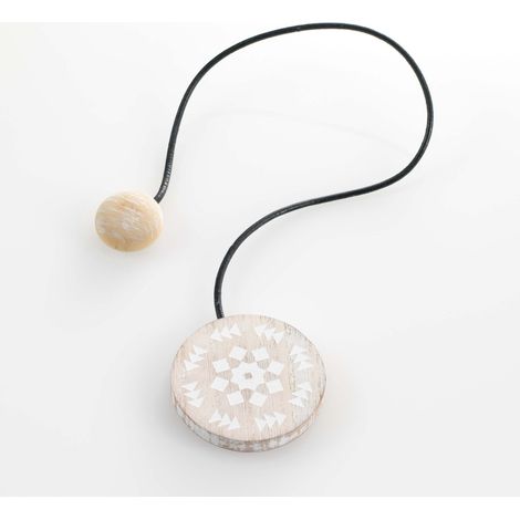 Douceur D'Intérieur – Embrasse aimantée Helsinki blanche – Métal et MDF – Longueur 43 cm – Diamètre 6 cm pour décoration élégante