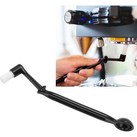 Schwarze All-in-One-Reinigungsbürste für Kaffeemaschinen, Brühkopfbürste, Kaffeemaschinenbürste mit gebogenem Griff, Filterkopfbürste. (1/5)