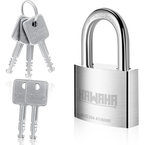 Cadenas haute sécurité acier inoxydable 50mm, 5 clés, intérieur/extérieur