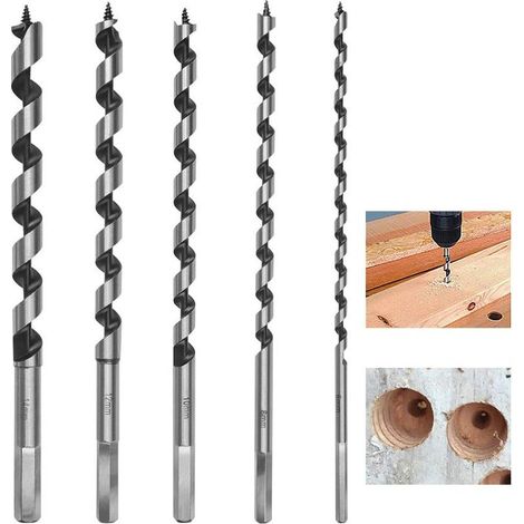 5 Pièce Hexagonal Foret À Mèche À Bois 230mm Foret À Bois Set en Acier Au Carbone Spiral Trou Cutter Outil À Bois Kit D'outils avec Diamètre 6mm / 8mm / 10mm / 12mm / 14mm (1/5)