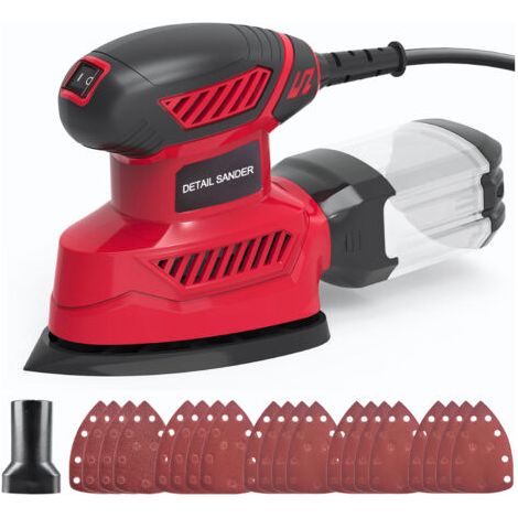 RHG Ponceuse de détail électrique compacte 14 000 tr/min, 20 papiers de verre, port de collecte de poussière connecté à l'aspirateur, tuyau de raccordement, ponçage pour les espaces restreints, décora (1/5)
