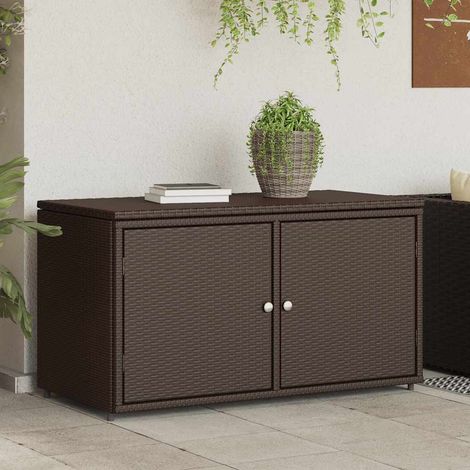 Gartenschrank Braun 110x55x60,5 cm Poly Rattan