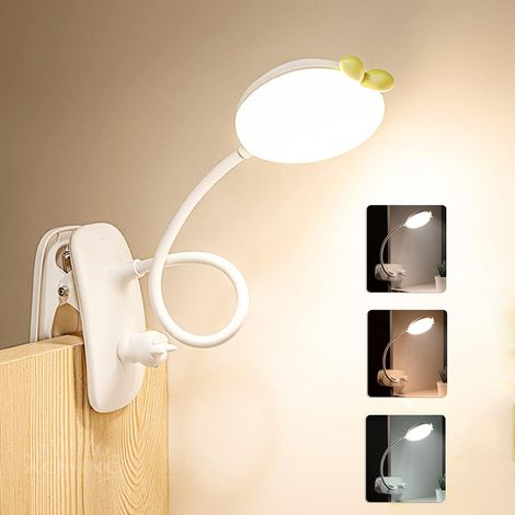 Kinder-Klemmlampe, wiederaufladbare, dimmbare LED-Leselampe, 360° flexibles Touch-Nachtlicht, 2400 mAh, kabellose USB-Schreibtischlampe für Bett, Schreibtisch oder Tisch, Rosa (1/5)