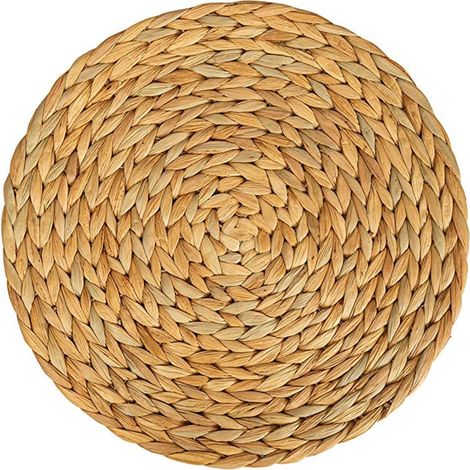 Tischset aus Seegras (gewebte Wasserhyazinthe) – 30 cm – waschbar – rund, natur, 6er-Set (1/4)