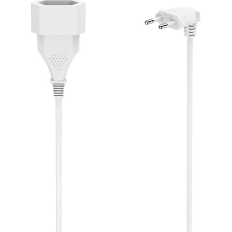 Rallonge Électrique Coudé, 3m, Prise Européenne Plate Type C, Blanc (1/5)