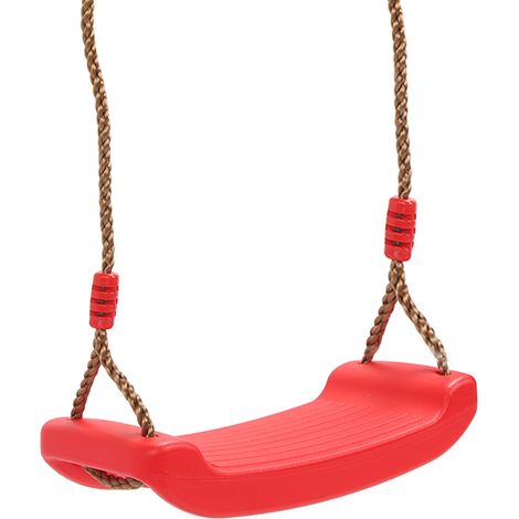 Balançoire d'extérieur pour enfants, siège de balançoire en plastique rouge avec corde, pour intérieur et extérieur. (1/5)