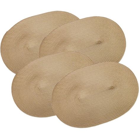 Lot de 4 sets de table ovales en toile de jute Beige（3045cm）